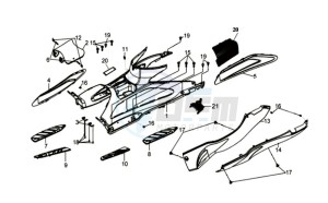 GTS 125 EURO 3 drawing FOOTREST / FRAME COWLING