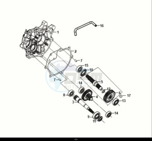 SYMPHONY S 125 (XF12W1-EU) (E5) (M1) drawing MISSION CASE-DRIVE SHAFT