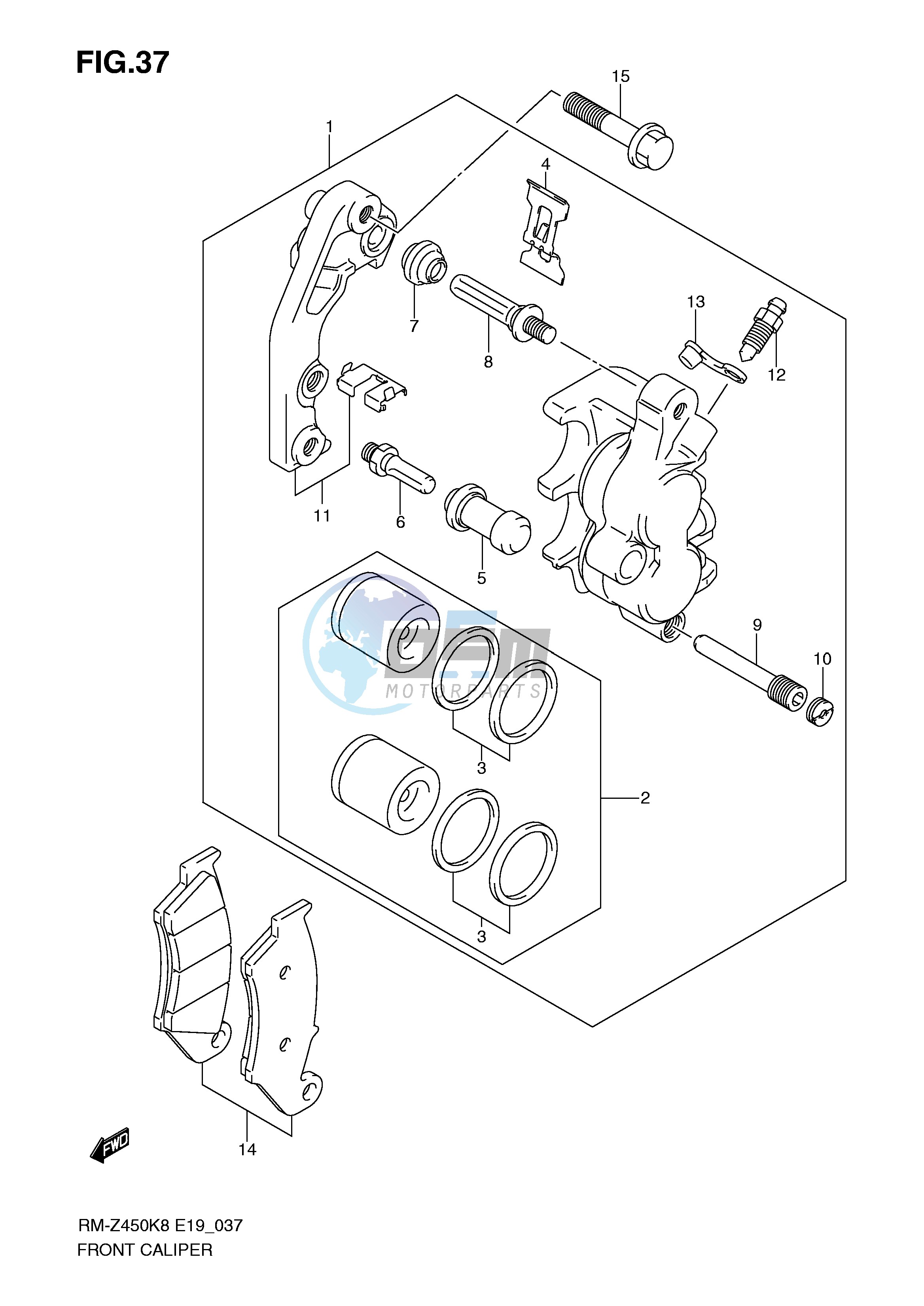 FRONT CALIPER (RM-Z450K8 K9 L0)