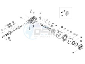 V7 III Racer 750 e4 (EMEA) drawing Rear transmission / Components