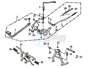 XS-125-K drawing BRAKE PEDAL /CENTRAL STAND / FOOTREST