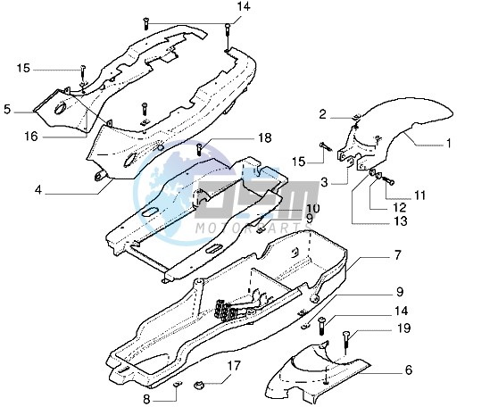 Rear mudguard-undersaddle