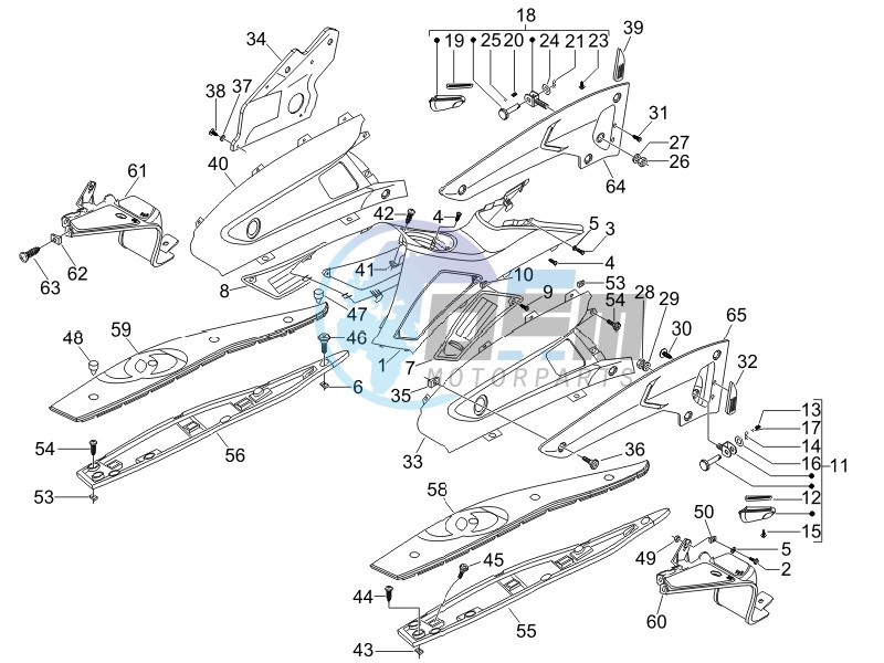 Central cover - Footrests