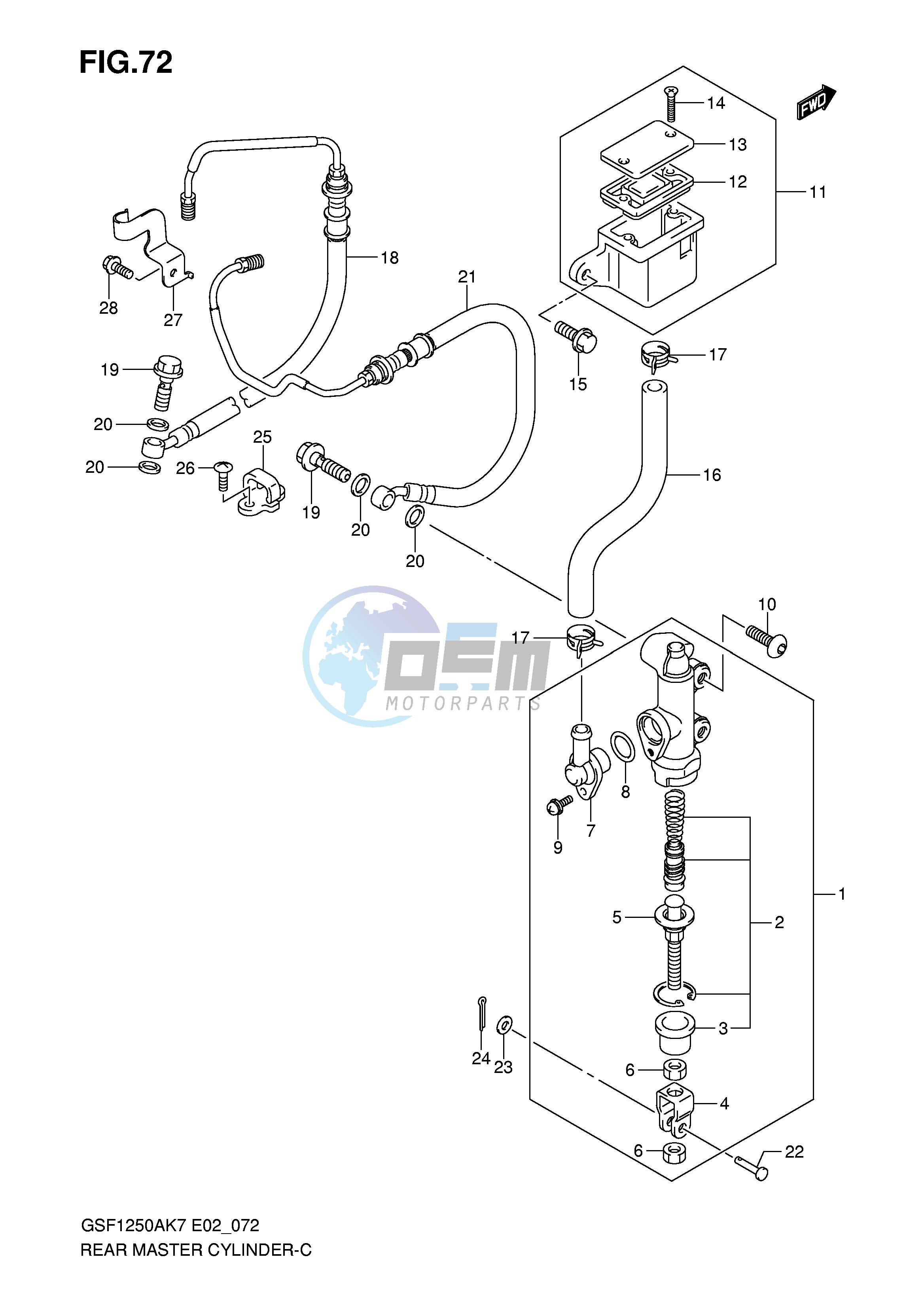 REAR MASTER CYLINDER (GSF1250AK7 SAK7 AK8 SAK8 AK9 SAK9 SAZK9 SAL0)