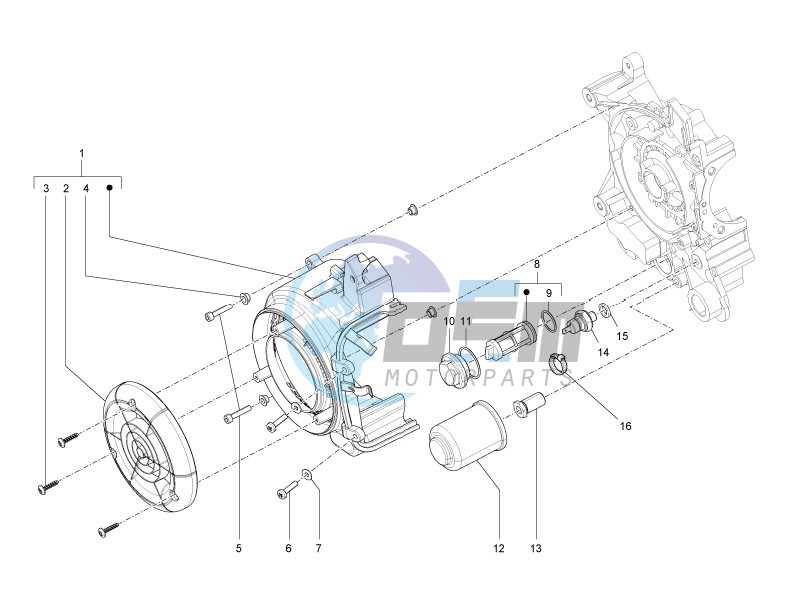 Flywheel magneto cover - Oil filter