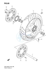 GSF1250 (E2) Bandit drawing FRONT WHEEL (GSF1250AK7 SAK7 AK8 SAK8 AK9 SAK9 SAZK9 SAL0)