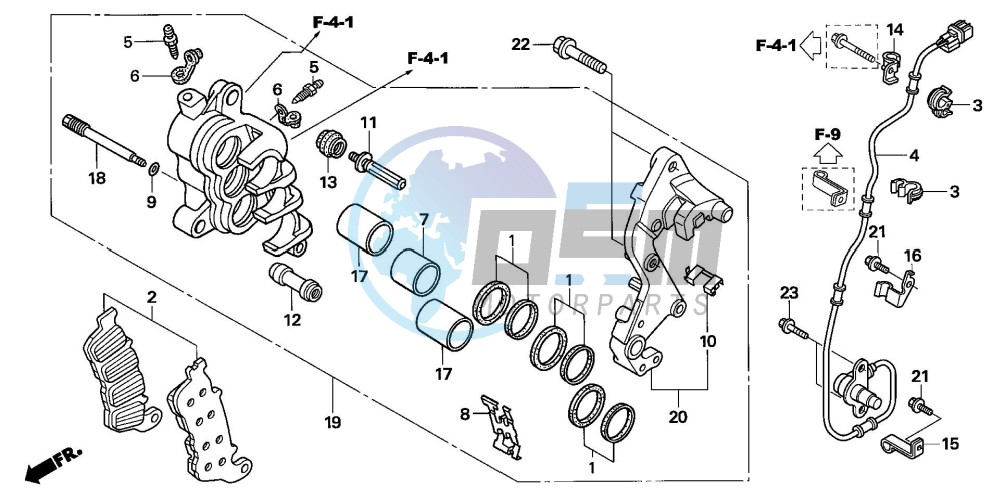 R. FRONT BRAKE CALIPER (CBF1000A/T/S)