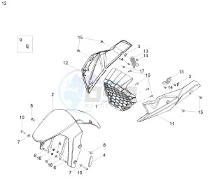 TUONO 125 4T E4 ABS (EMEA) drawing Front mudguard-Pillar