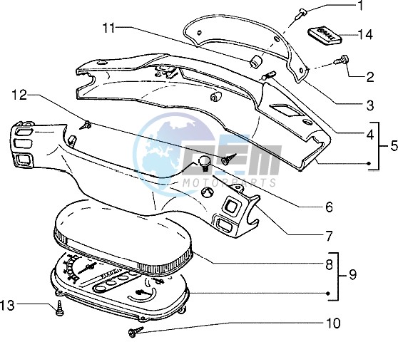 Speedometers Kms. - handlebar cover