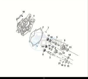 SYMPHONY ST 125 LC (XL12WW-EU) (E5) (M1) drawing MISSION CASE-DRIVE SHAFT