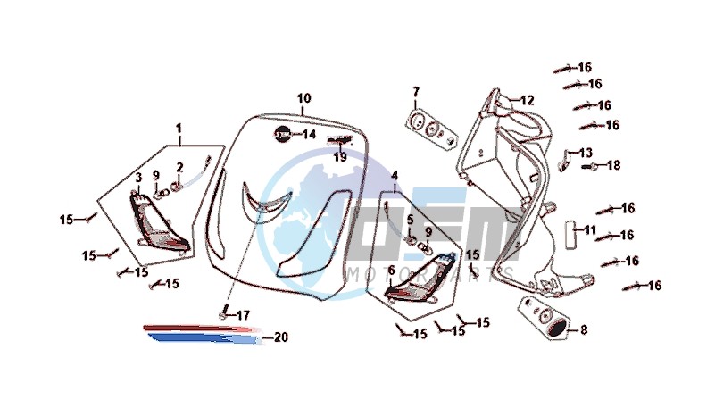 FRONT COVER FRONT INNER BOX / FIDDLE II 50 (25 KM/H) (AF05W4-NL) (E4) (L8-M0)