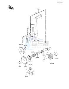 KX 80 E [KX80] (E1) [KX80] drawing KICKSTARTER MECHANISM