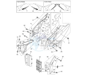 YZ F 450 drawing SIDE COVERS 33D9-A-B-C