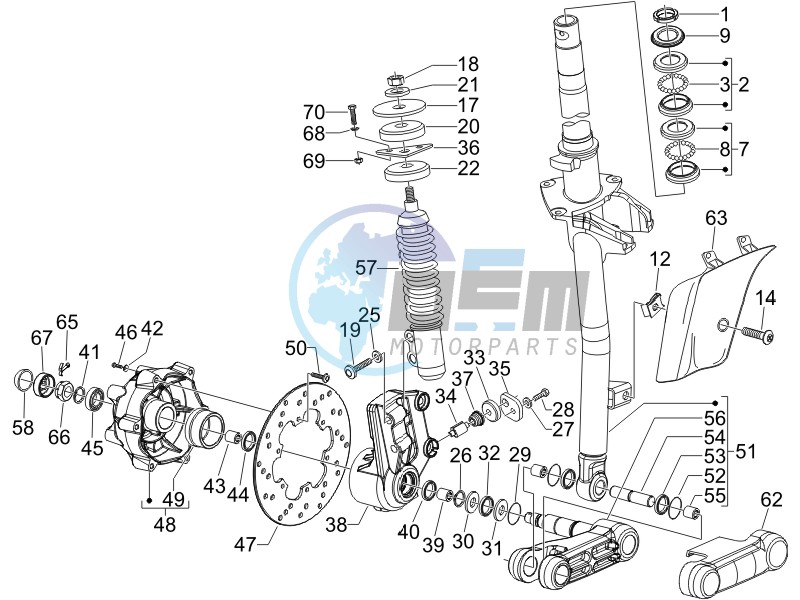 Fork - steering tube - Steering bearing unit