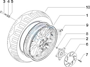 Beverly 500 2005-2006 drawing Rear Wheel