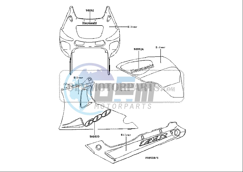 DECALS ZX600 E12H SILVER