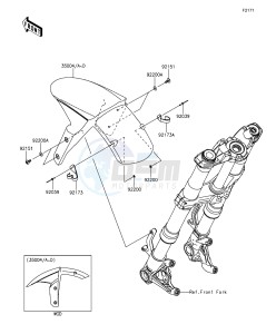 Z1000 ABS ZR1000GFF FR GB XX (EU ME A(FRICA) drawing Front Fender(s)