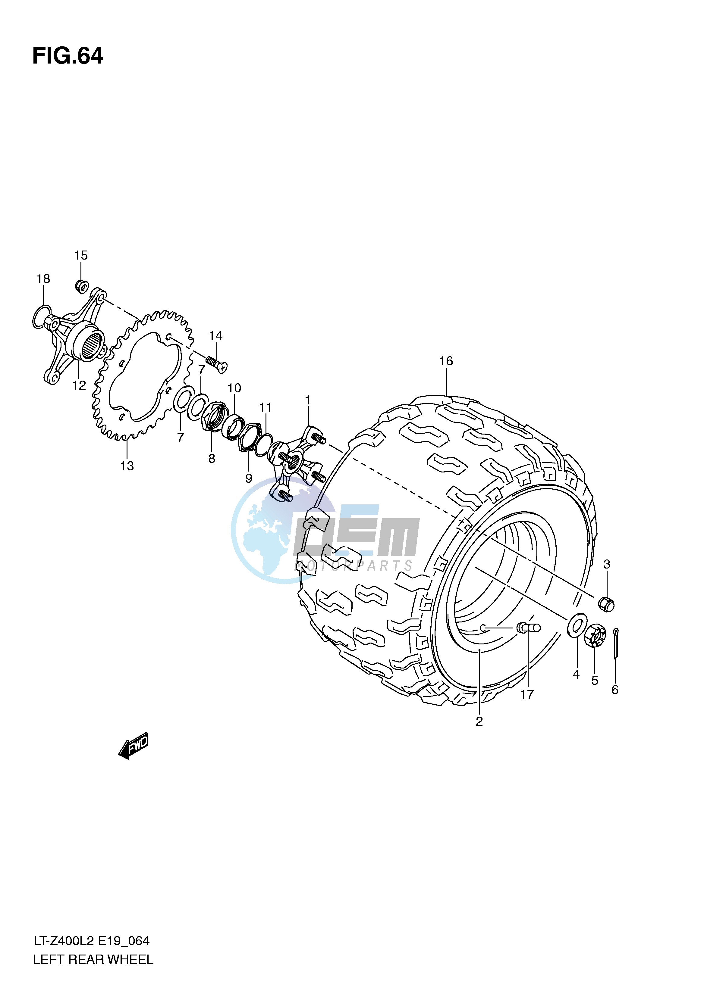 LEFT REAR WHEEL (LT-Z400ZL2 E19)