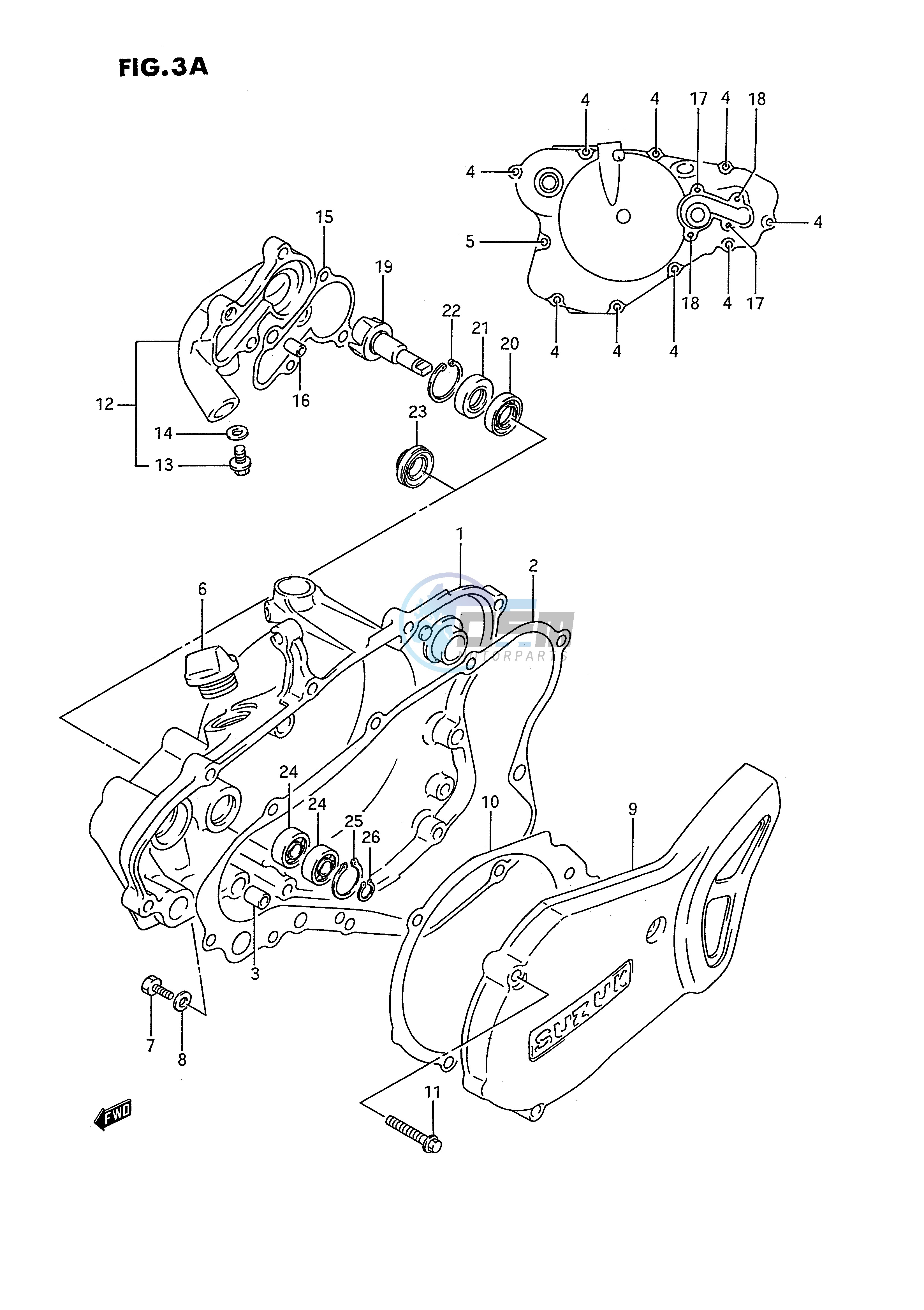 CRANKCASE COVER- WATER PUMP (MODEL K L M N P R S)