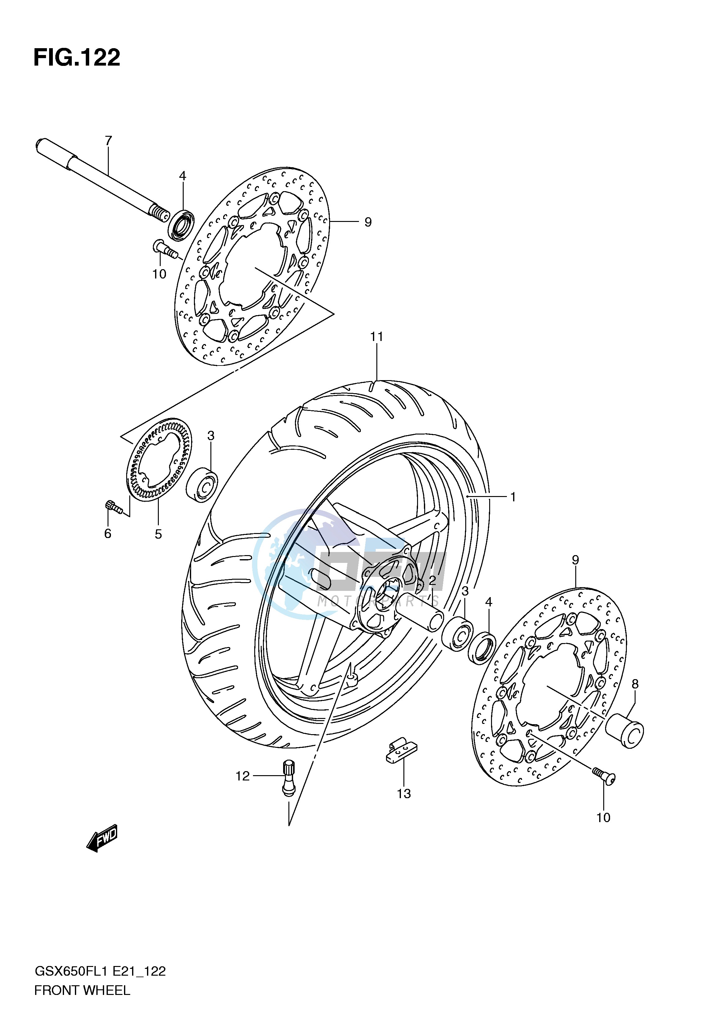 FRONT WHEEL (GSX650FUAL1 E21)