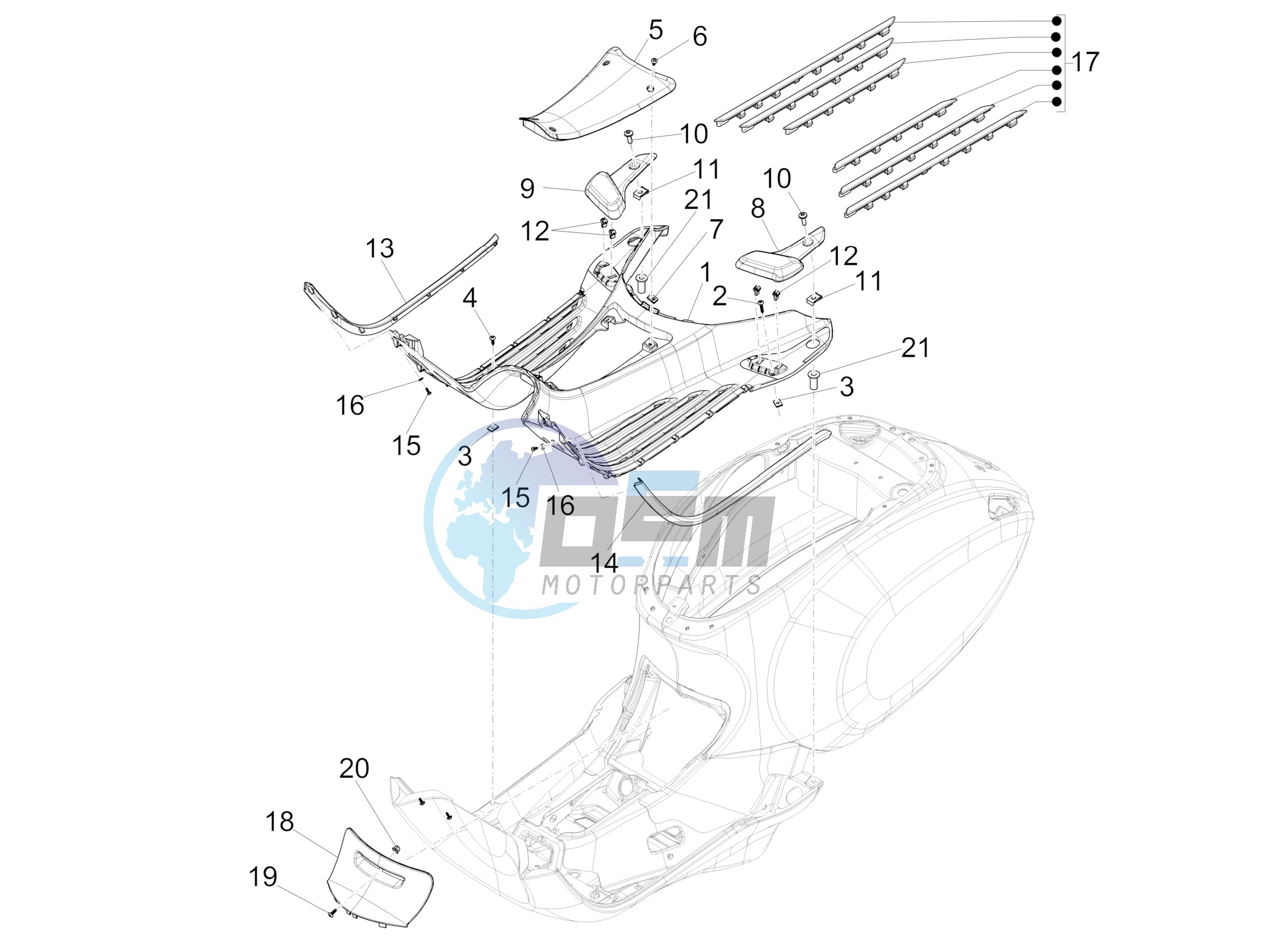 Central cover - Footrests