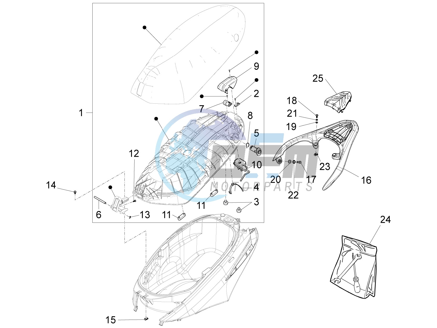 Saddle - seats - Tool roll