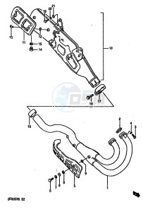 DR600R (E2) drawing MUFFLER (MODEL G H J)