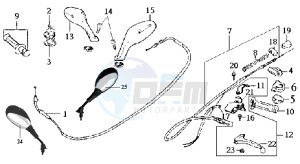 MEGALO 125 drawing MIRROR / THROTTLE CABLE / LEVERS