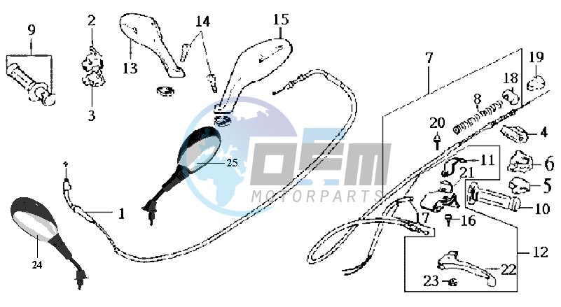 MIRROR / THROTTLE CABLE / LEVERS