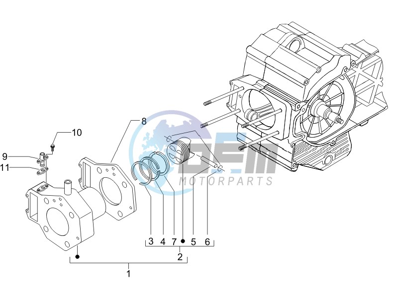 Cylinder-piston-wrist pin unit