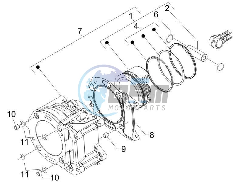 Cylinder - Piston - Wrist pin unit