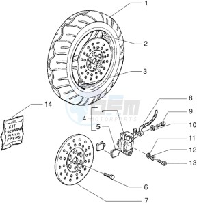 Zip 50 RST drawing Front wheel - Caliper - (Disc brake version)