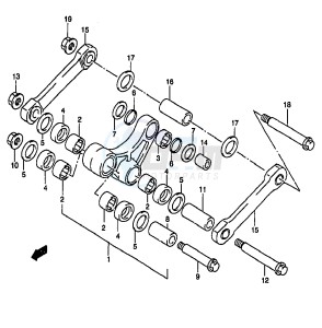 RM250 (T-V-W-X-Y) drawing REAR CUSHION LEVER (MODEL Y)