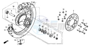 XR200R drawing REAR WHEEL