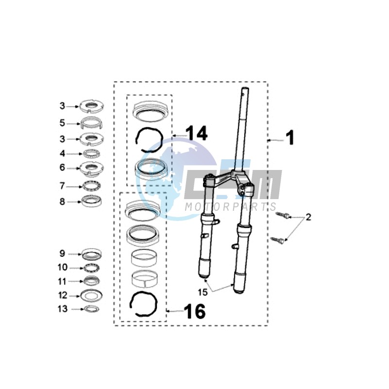 FRONT FORK / STEERINGHEAD 6,35