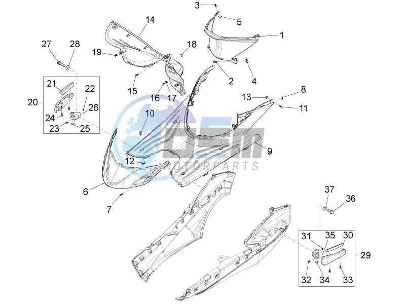 Central cover - Footrests