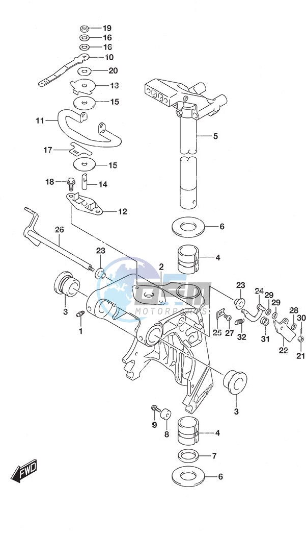 Swivel Bracket Tiller Handle w/Power Tilt