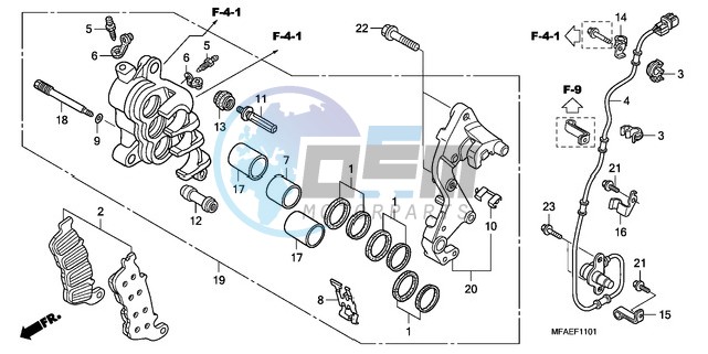 R. FRONT BRAKE CALIPER (CBF1000A/T/S)