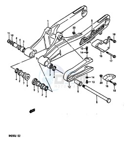 RM250 1988 drawing REAR SWINGING ARM