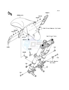 ZZR1400 ABS ZX1400B6F FR GB XX (EU ME A(FRICA) drawing Front Fender(s)