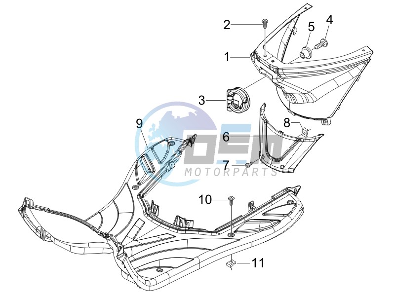 Central cover - Footrests