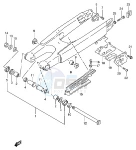 RM125 (E2) drawing REAR SWINGING ARM (MODEL W)