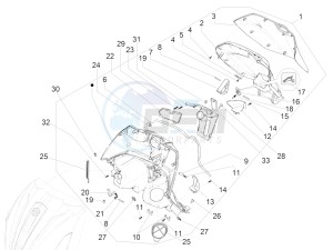 Beverly 350 4T ST ie ABS E4 300 (EMEA) drawing Front glove-box - Knee-guard panel