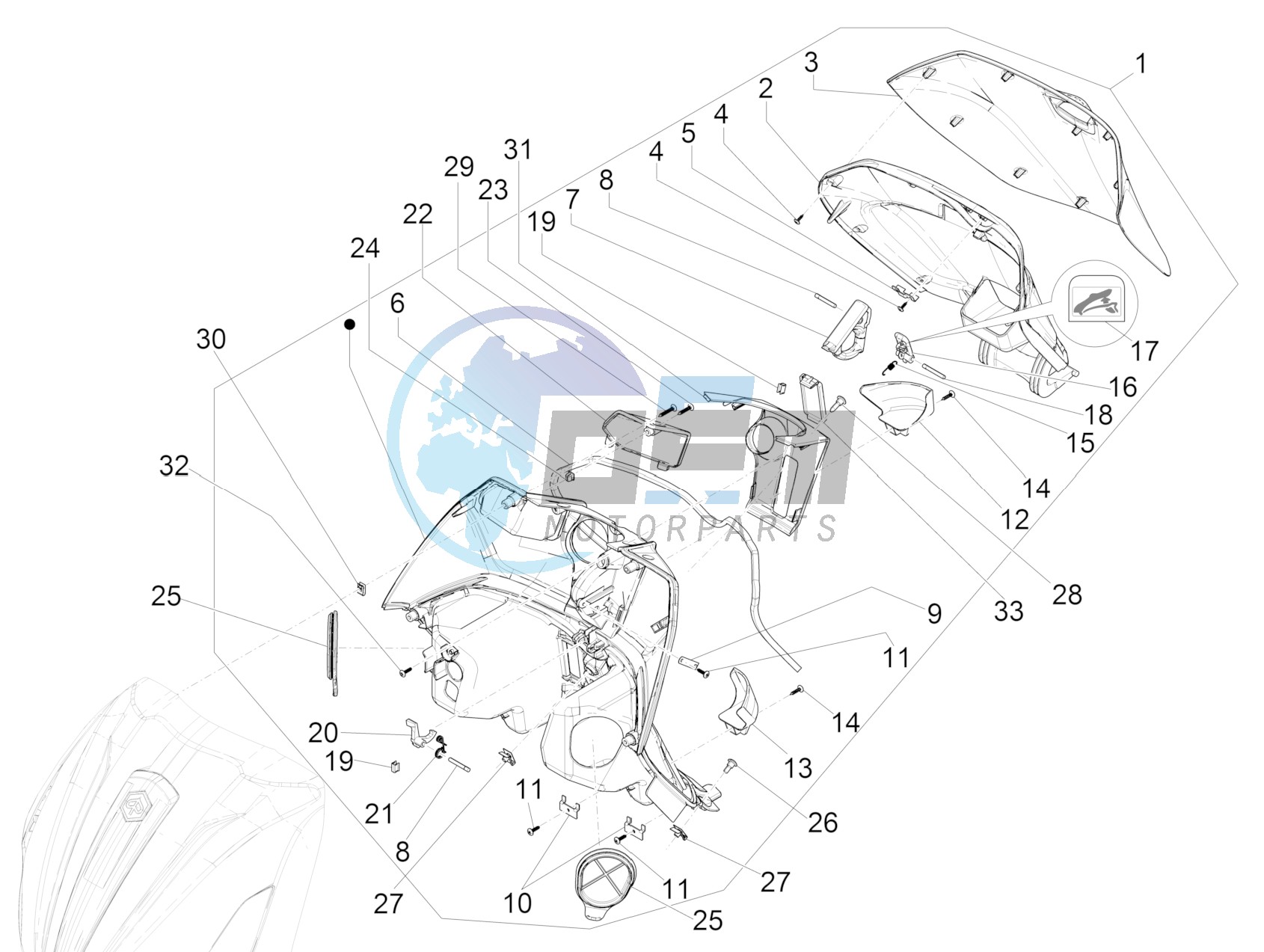 Front glove-box - Knee-guard panel