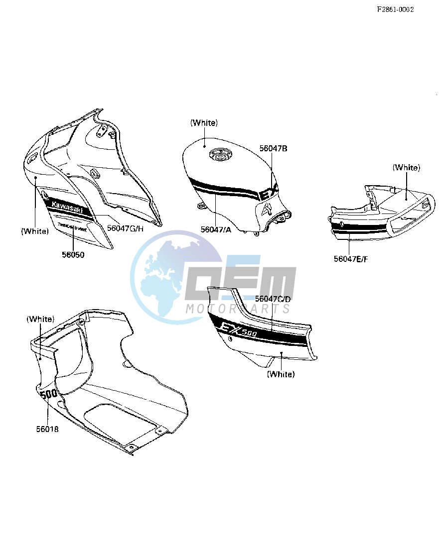 DECALS-- RED- --- EX500-A2- -