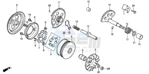 SH50 SCOOPY drawing DRIVE FACE/ KICK STARTER SPINDLE