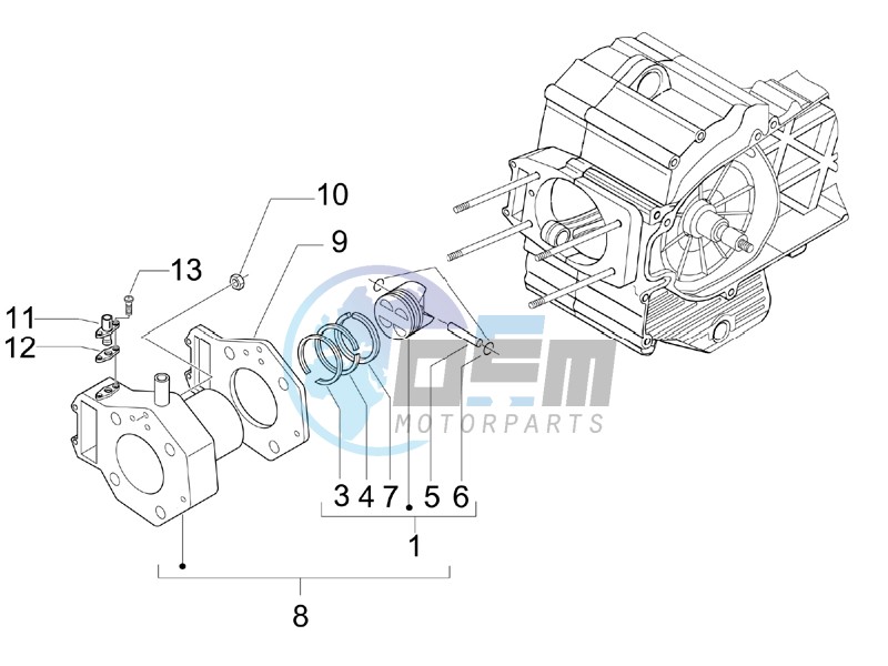 Cylinder-piston-wrist pin unit