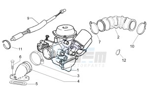 Liberty 125 4t Sport (UK) UK drawing Carburettor assembly - Union pipe