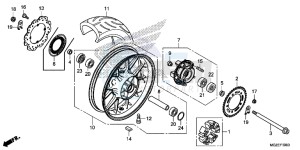 CB500FD CB500F UK - (E) drawing REAR WHEEL