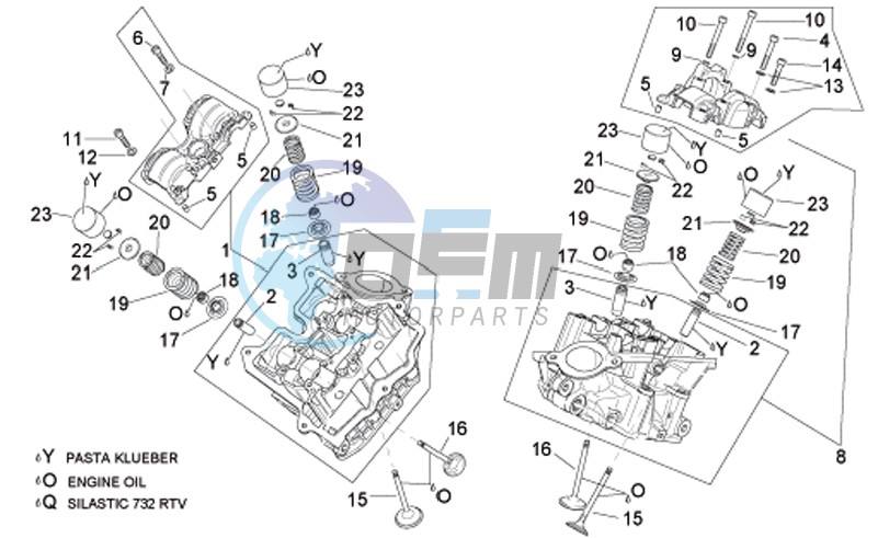 Cylinder head and valves